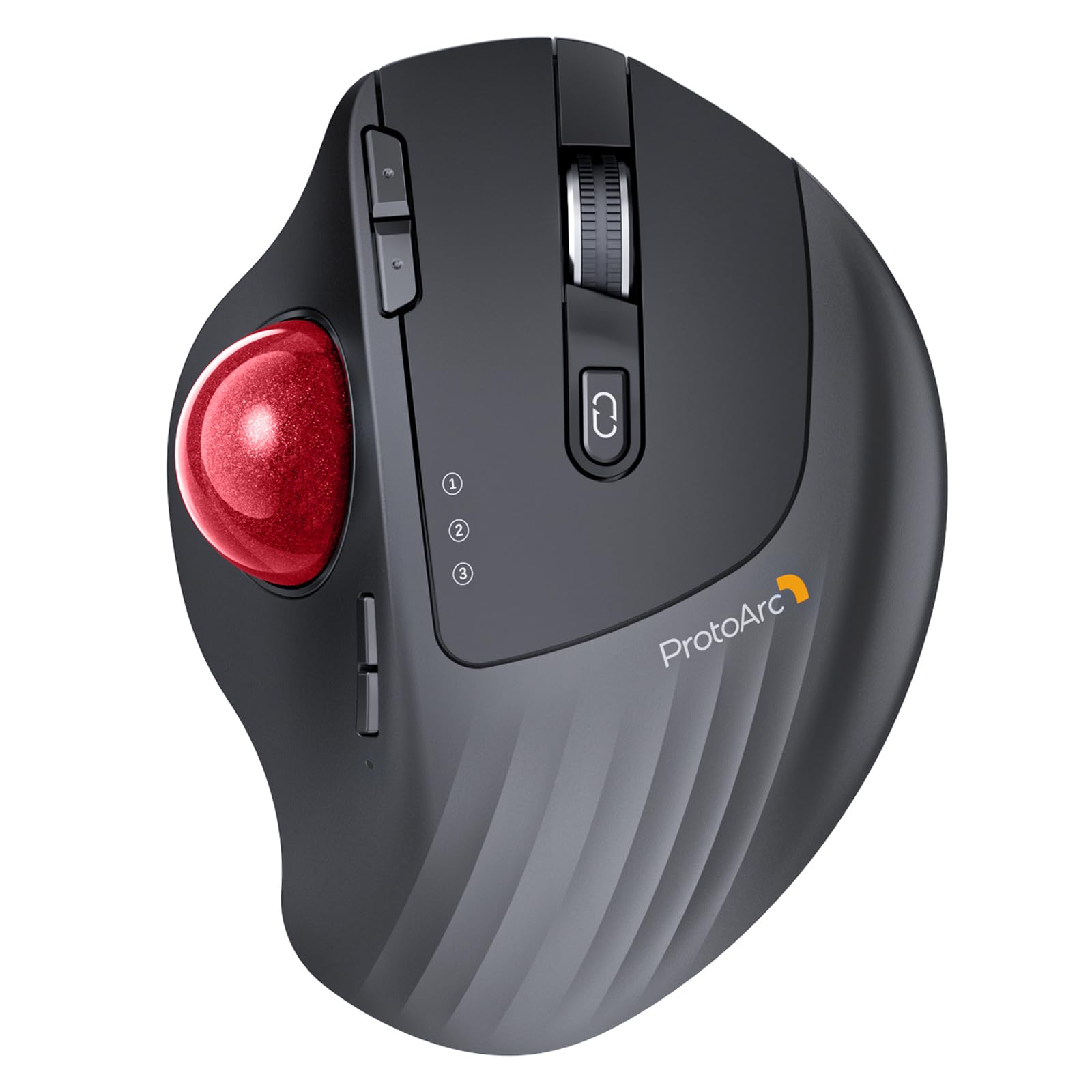 ProtoArc トラックボールマウス 2.4GとBluetooth対応 3台デバイス同時接続 5段階DPI 7ボタン 無線 windows/mac/iPad対応 USB-C充電式 長時間PC作業 静音 自宅/オフィス用 USBレシーバー付属 多色ボール選