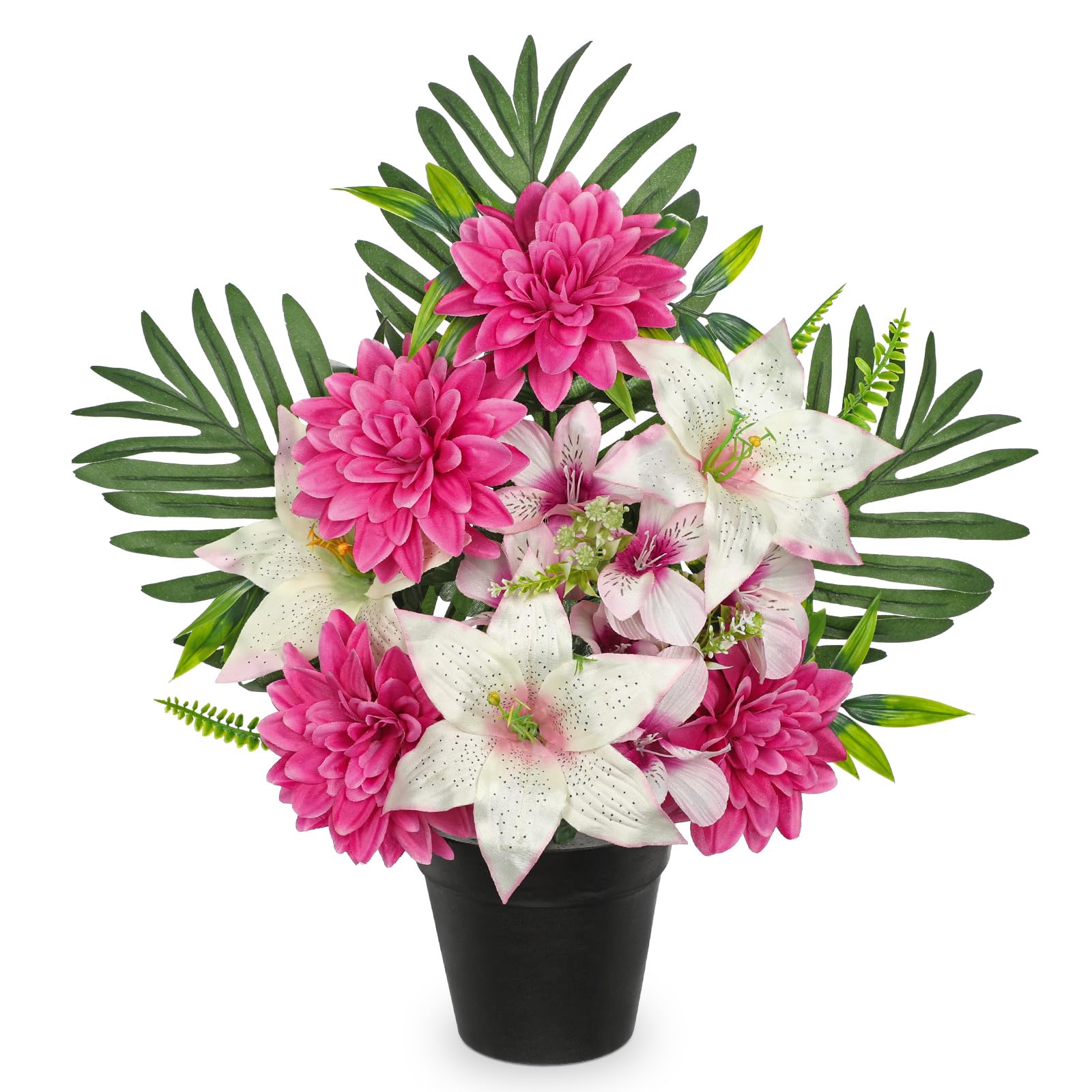 Villa Como 造花 アートフラワー 枯れない花 仏花 お供え お盆 鉢植え ダリア 百合 牡丹 インテリア フェイクグリーン 卓上 おしゃれ リビング ...