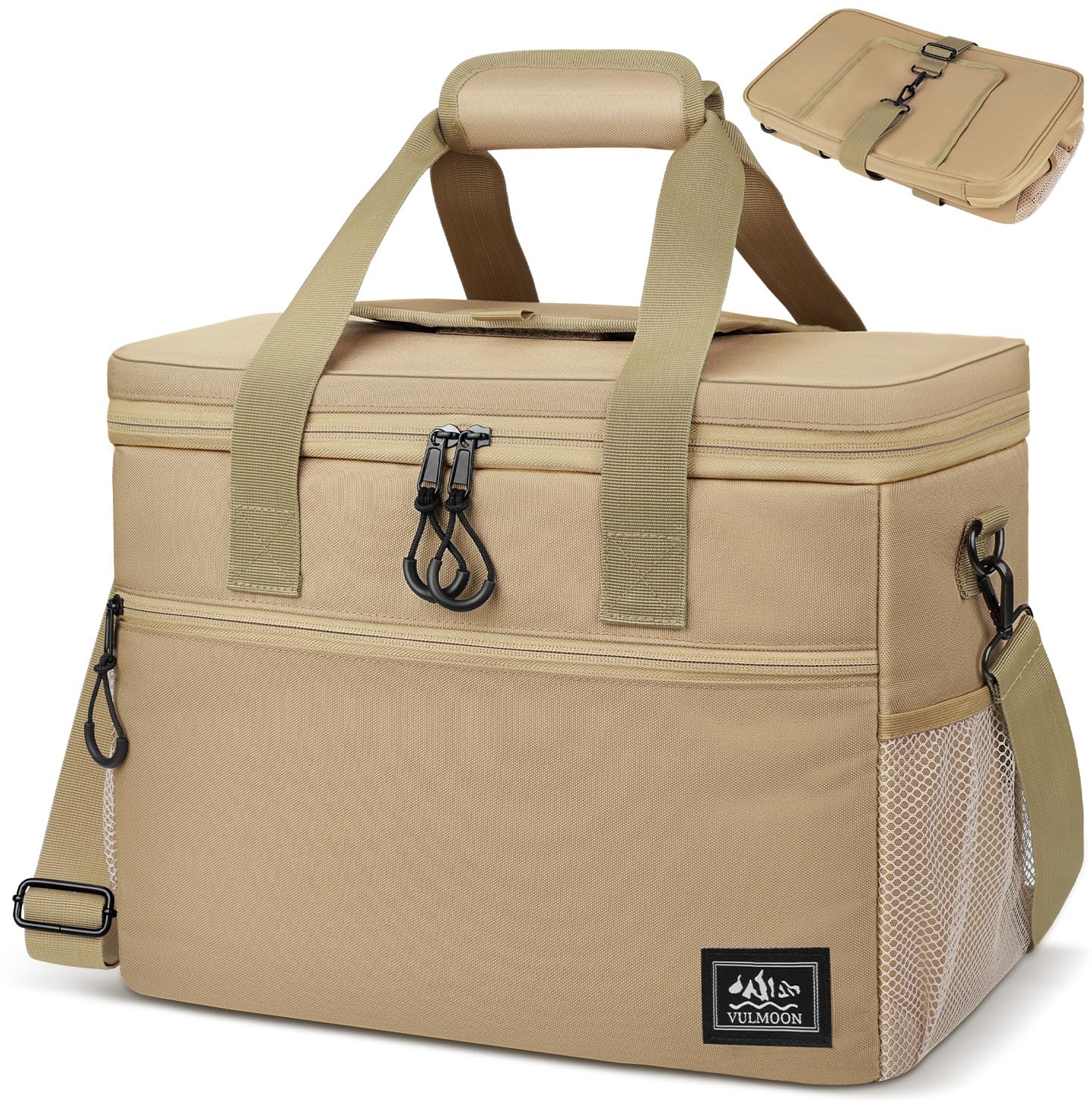 MOTIFUN クーラーボックス 保冷バッグ 35L【900D 48長時間保冷 多層断熱 2025年 夏】折りたためてコンパクト 大容量 防水加工 軽量 ボックス型 ソフトクーラーボックス (ブラウン)