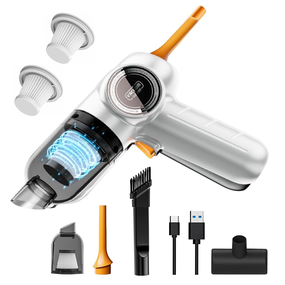 【12000PA強力吸引 ハンディクリーナー 】車載掃除機 一台多役 コードレス 乾湿両用 パワフルミニ ハンディ掃除機 多機能車用カークリーナー Type-c...