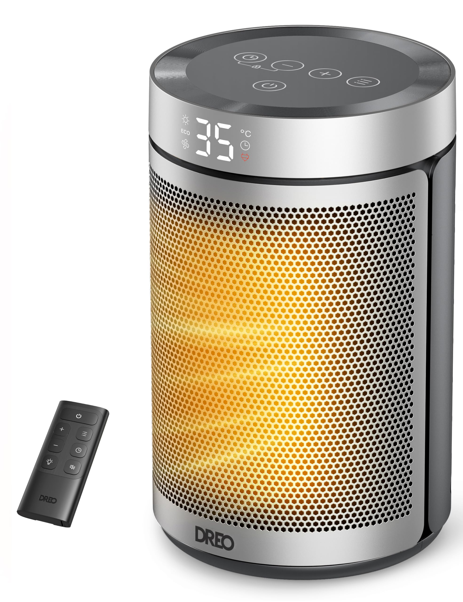 DREO セラミックヒーター 【小型 足元ヒーター・2025冬新型】 電気ファンスヒーター 軽量 ECO恒温モード 節電40% 1200W~10畳/1000W/800W 省エネ 転倒オフ 過熱保護 12Hタイマー 脱衣所 足元 手元 オフィス デスク 寝室