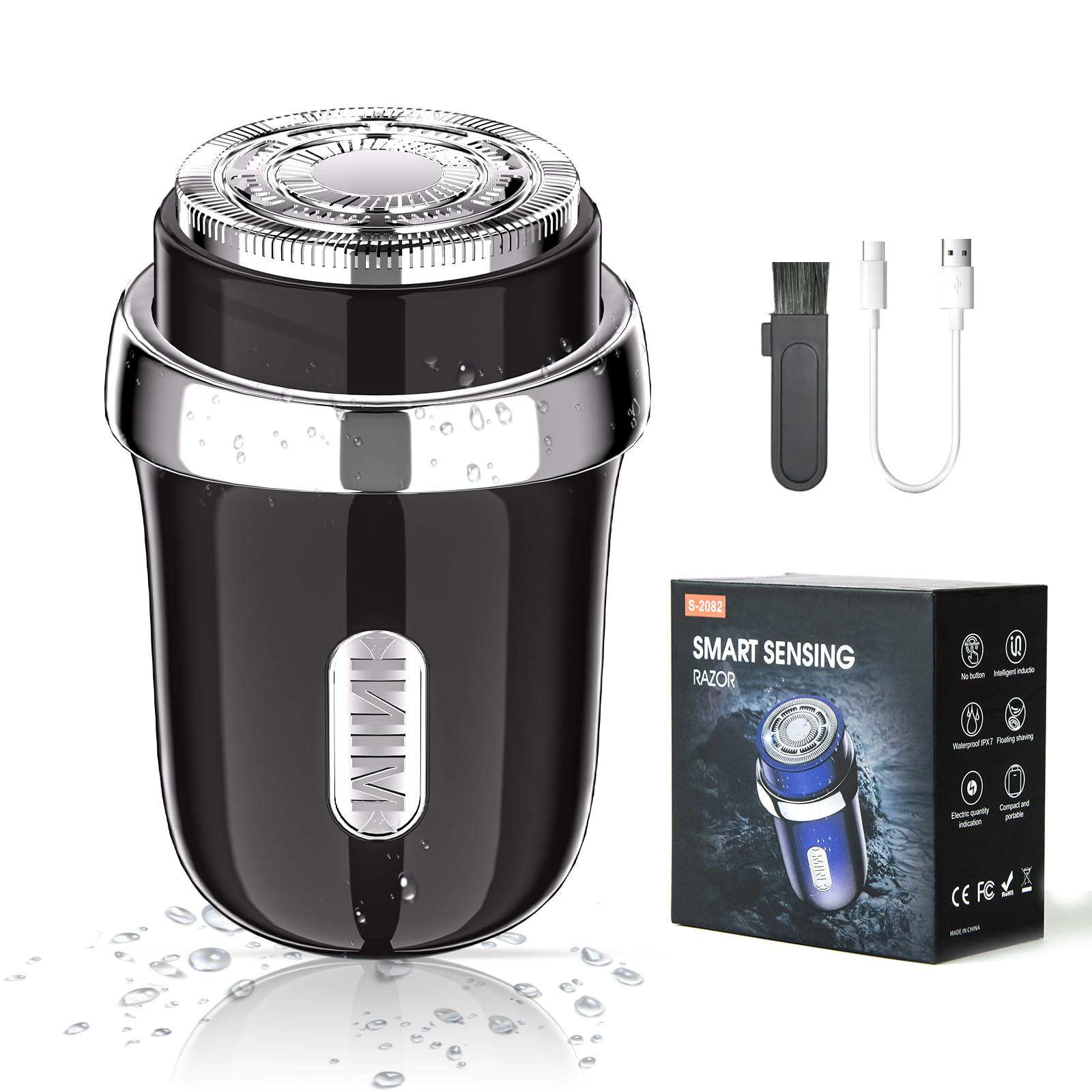 電動シェーバー 【2025革新型・超小型 顔自動感応×スムーズ剃り】 シェーバー メンズ 乾湿両用 フロー..