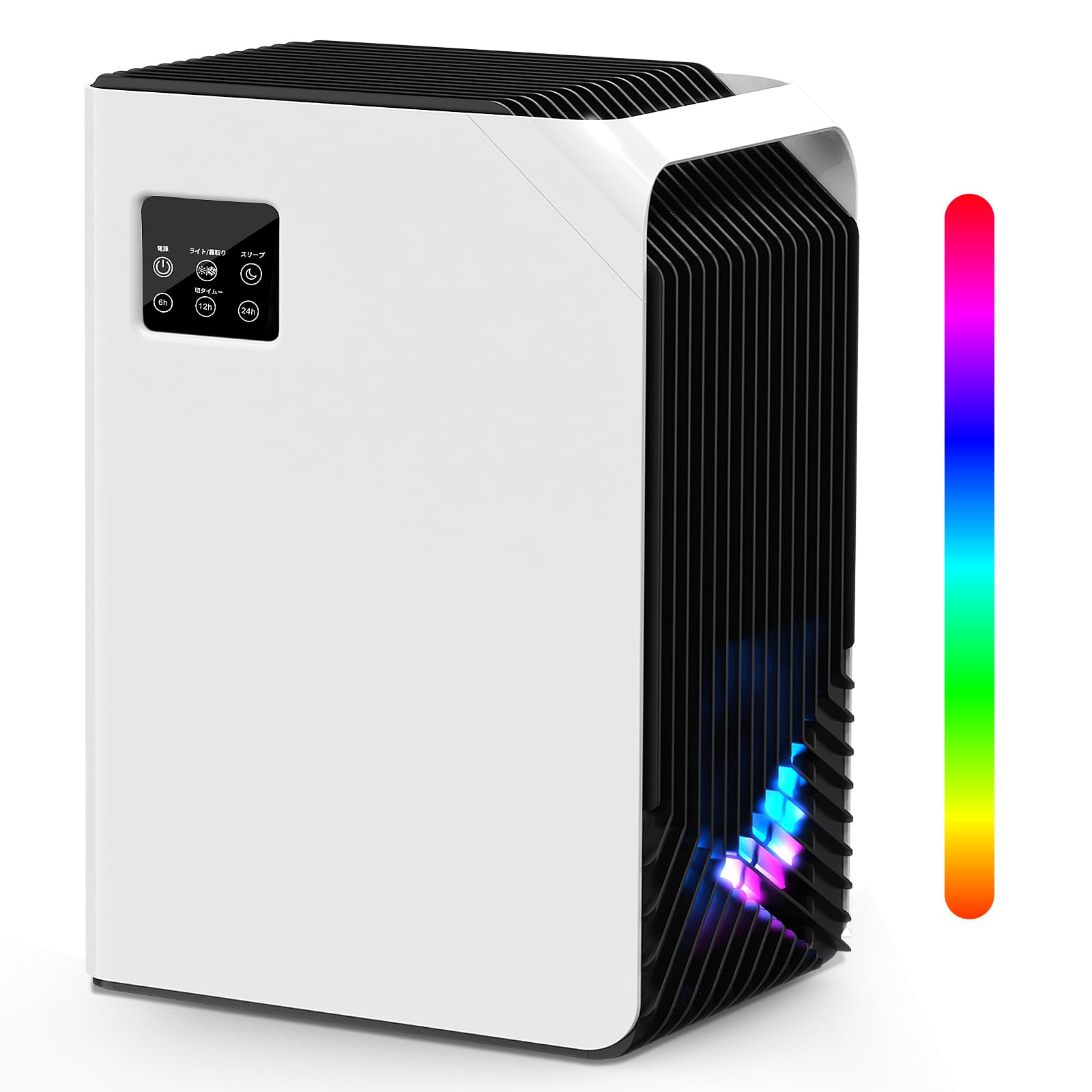 除湿機 除湿器【2.5L大容量タンク 除湿量1L/日】ダブルぺルチェ式 強力除湿 LED表示画面 小型除湿器 強力 5~20畳対応 じょしつき 24時間切タイマー 7色ナイトランプ 衣類乾燥除湿機 満水自動停止 コンパクト 省電 静音 湿気&梅雨対策 消臭
