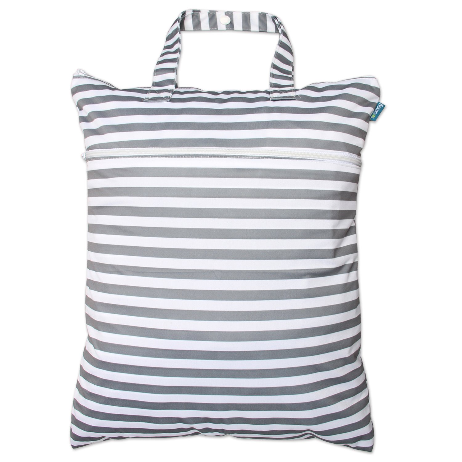 Teamoy ウェットバック(防水バッグ) オムツ・おしりふき・着替え・タオル・水着・お風呂用品・食事セット入れ マルチ収納 お出かけ 旅行 スポーツ 温泉に活躍 クリスマス ギフト（グレー ストライプ）