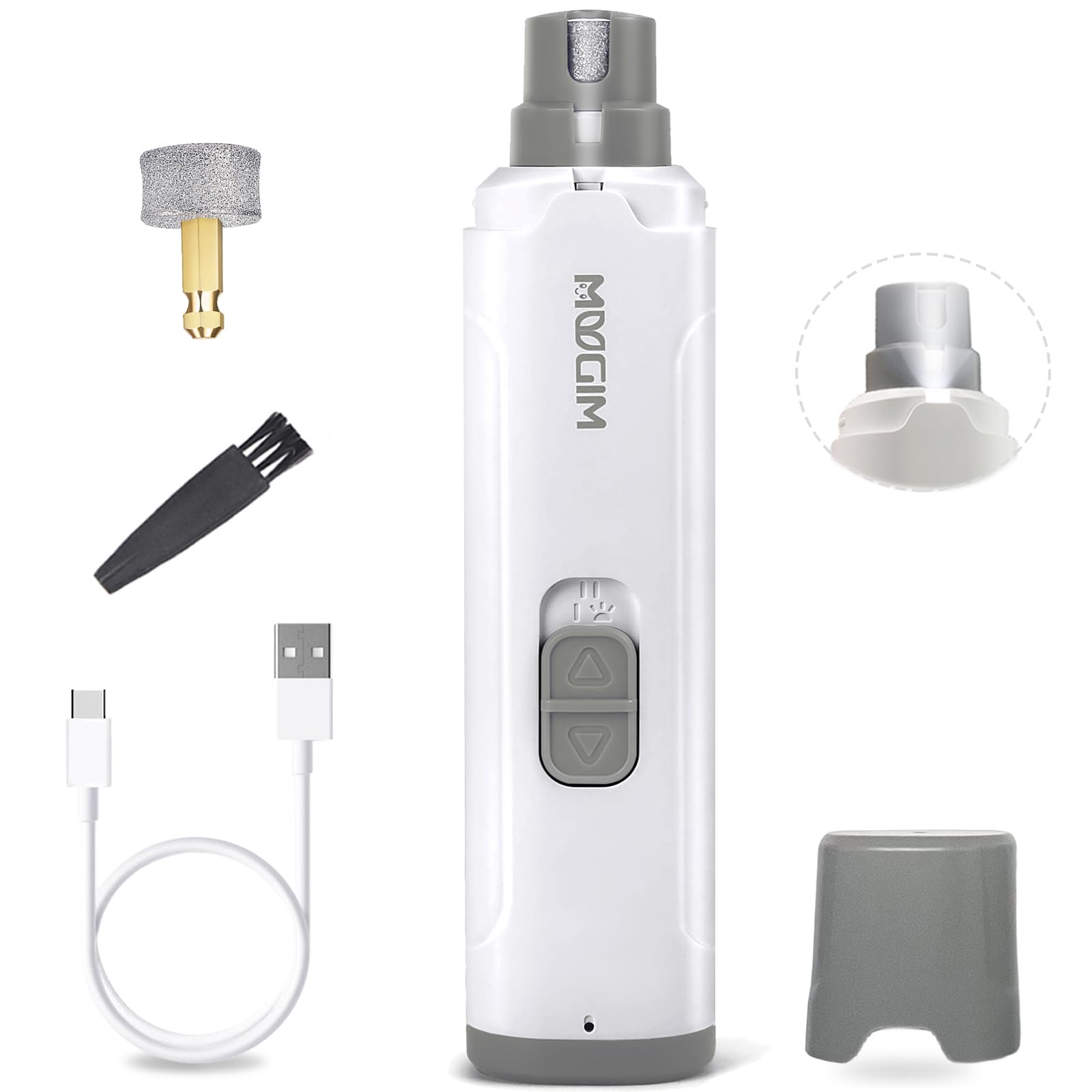 MUGIM ペット用電動爪やすり LEDライト付き 犬猫兼用 爪の血管を照ら 2段階の速度調節 小動物用爪研ぎ..