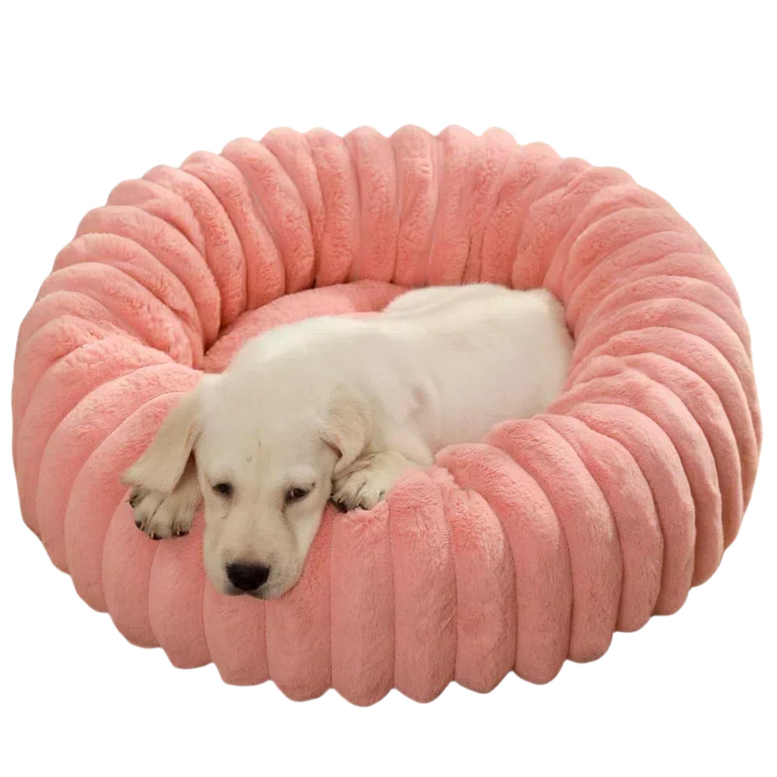 DICOCO 犬 ベッド 通年 丸型 直径40cm・90cm ふわふわ ペットベッド 洗え 滑り止め 犬猫兼用 犬 クッション 犬用ベッド 洗濯可能 オールシーズン ぐっすり眠る ピンク 60cm