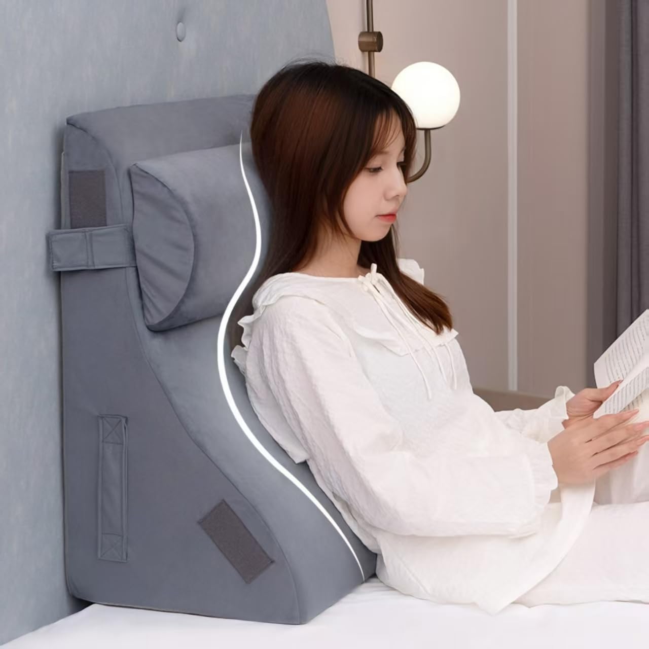 KYAKO 背もたれ クッション 三角枕 【低反発×高反発】傾斜枕 三角クッション ベット用背もたれクッション 背凭れ 腰枕 テレビ/読書/ごろ寝 妊婦用 お年...