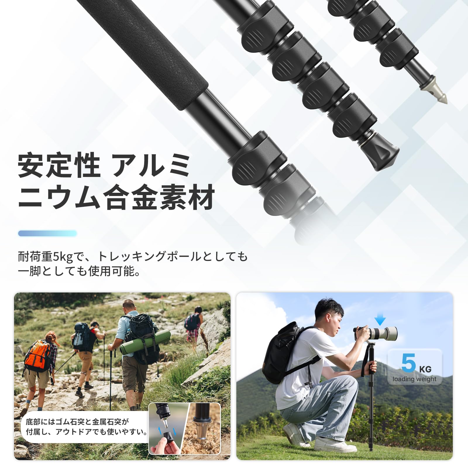 Ulanzi TB12 一脚 カメラ用 自立式 軽量 43cm-155cm アルミ製 耐荷重5kg 5セクション伸縮可能 折り畳み レバーロック コンパクト 携帯便利 軽量 旅行用一脚 望遠レンズ用一脚 モータースポーツ 運動会 スポーツ写真 花火 撮影 renew06-10023338 RENEW サンプル画像2