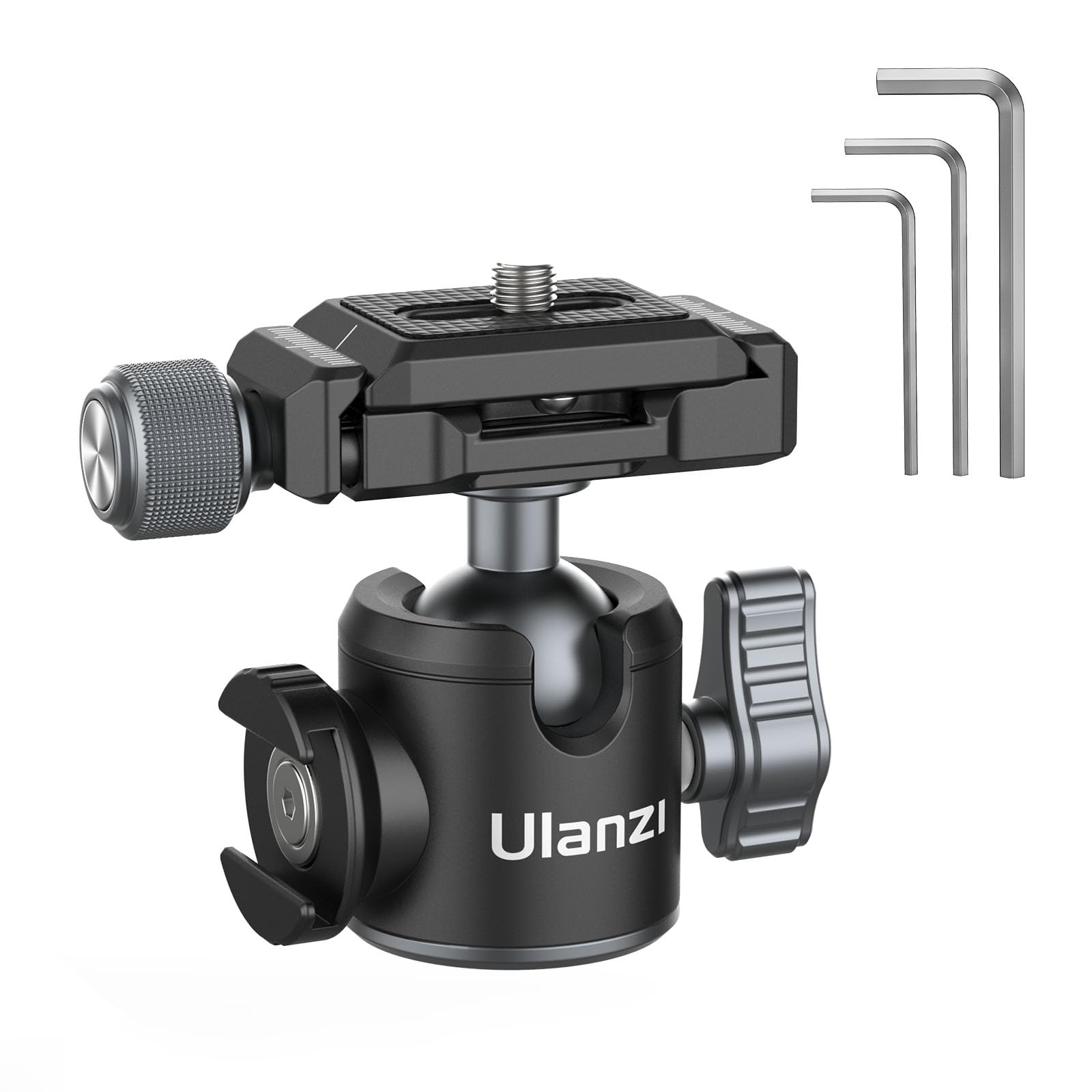 ULANZI U-80L 雲台 ボールヘッド 自由雲台 アルカスイス互換 ボール雲台 カメラ雲台 360度調整可能 小型 耐荷重10kg 1/4インチネジ穴 コールドシュー付き アルミ合金 安定 コンパクト ビデオ カメラ 三脚用 六角レンチ付き