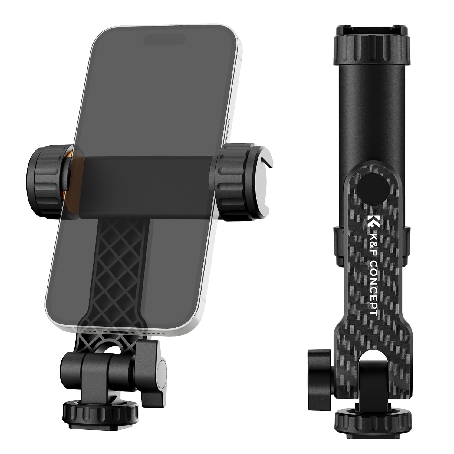 スマートフォン三脚ホルダー K&F CONCEPT アタッチメント 360度回転 角度調整 コールドシューマウント1/4ネジ穴 三脚/自撮り棒/カメラに適用 iPhone 15/14/13 plus pro pro max mini Xperia キヤノン