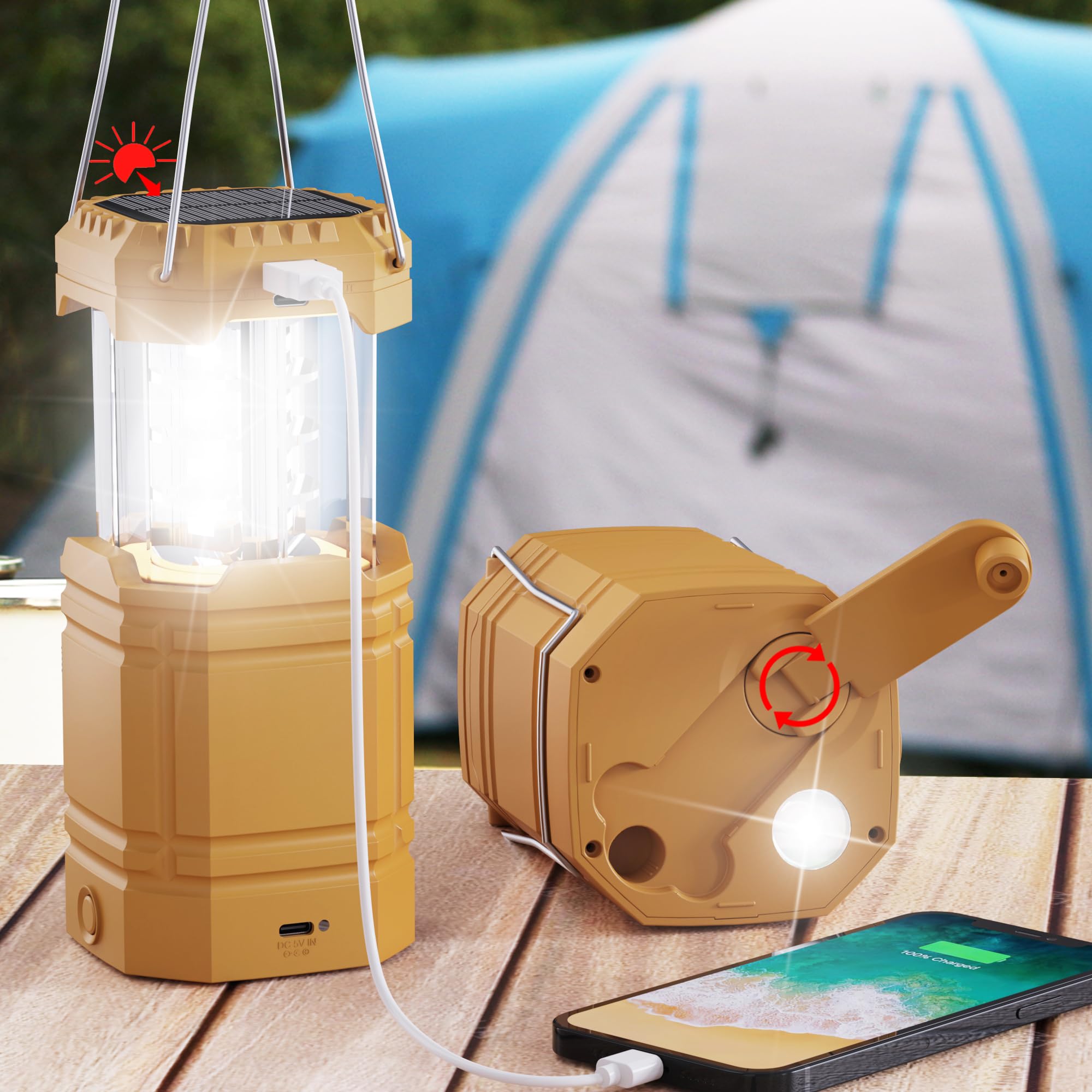 ランタン LEDランタン キャンプランタン USB充電式　ソーラーパネル/手回し給電可能ランプ　35時間200LM明るく継続点灯　折り畳み式　コンパクトで携帯便利の小型ランタン　懐中電灯　停電対策　IPX4レベル防水　アウトドア キャンプ 登山 夜釣り 防