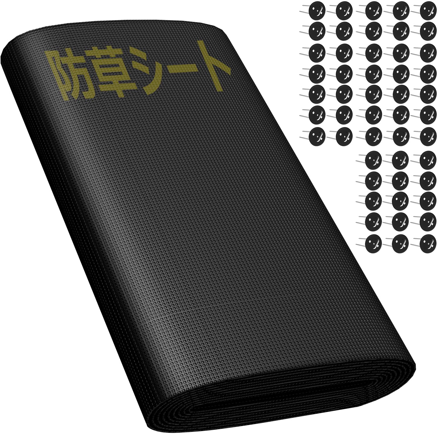 Sumeriy 防草シート 1m×20m 厚手 高密度 高透水 高耐久 除草シート 雑草対策 庭 通路 物干し場 ウッドデッキの下など 雑草防止 固定ピン50本と黒丸50枚付き