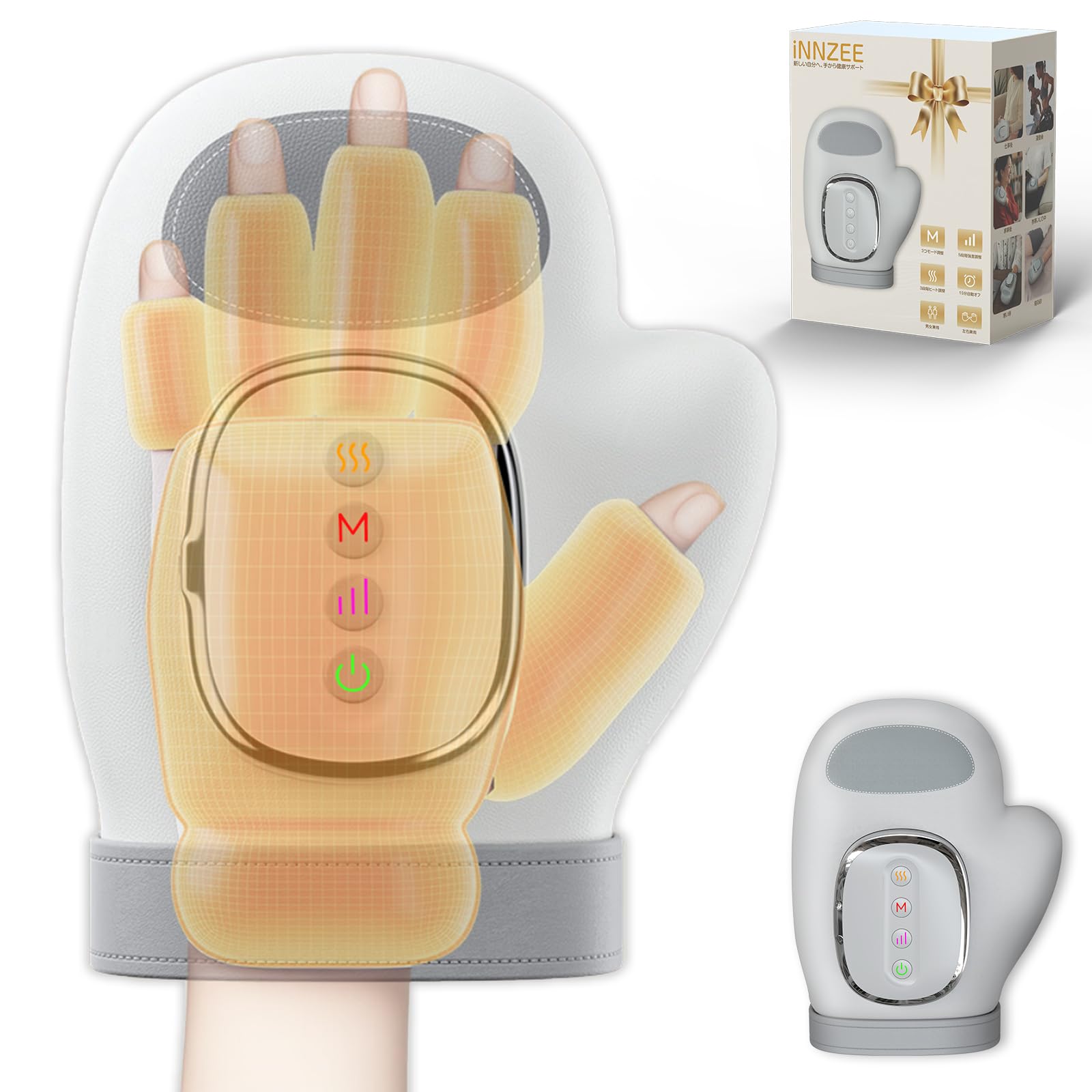 ハンドケア リラクゼーション器 【20層エアバッグ×5段階加圧×3モード×3段階温熱で手をしっかりケア】コードレス設計