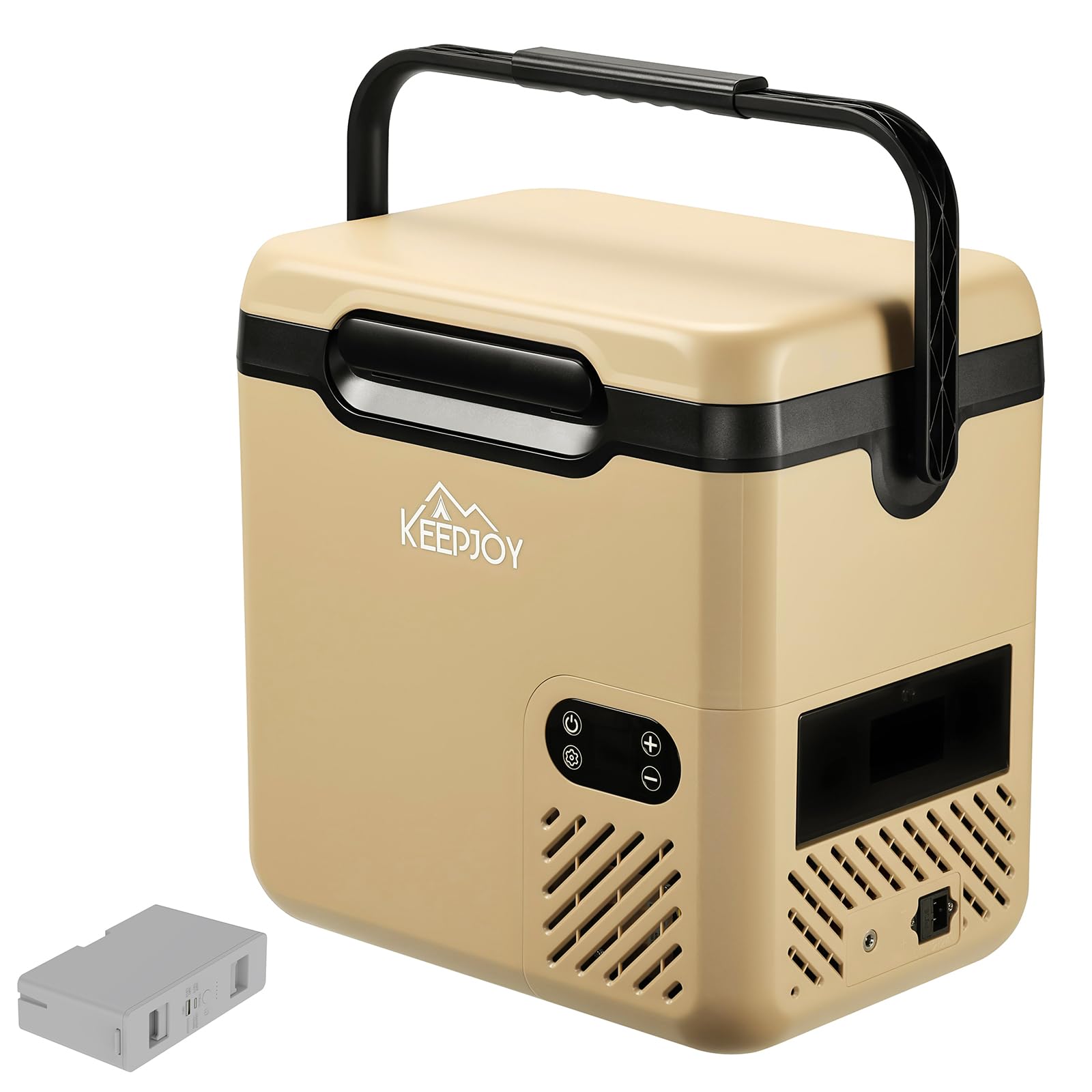 KEEPJOY 車載冷蔵庫 ポータブル冷蔵庫 18L バッテリー付き 急速冷蔵冷凍 -20℃ コードレス 屋外 保冷ボックス ハンドル付き 4WAY 電源対応 100・240V家庭用 12V/24V車載用 ソーラーパネルに対応 アウトドア キャンプ 運動会