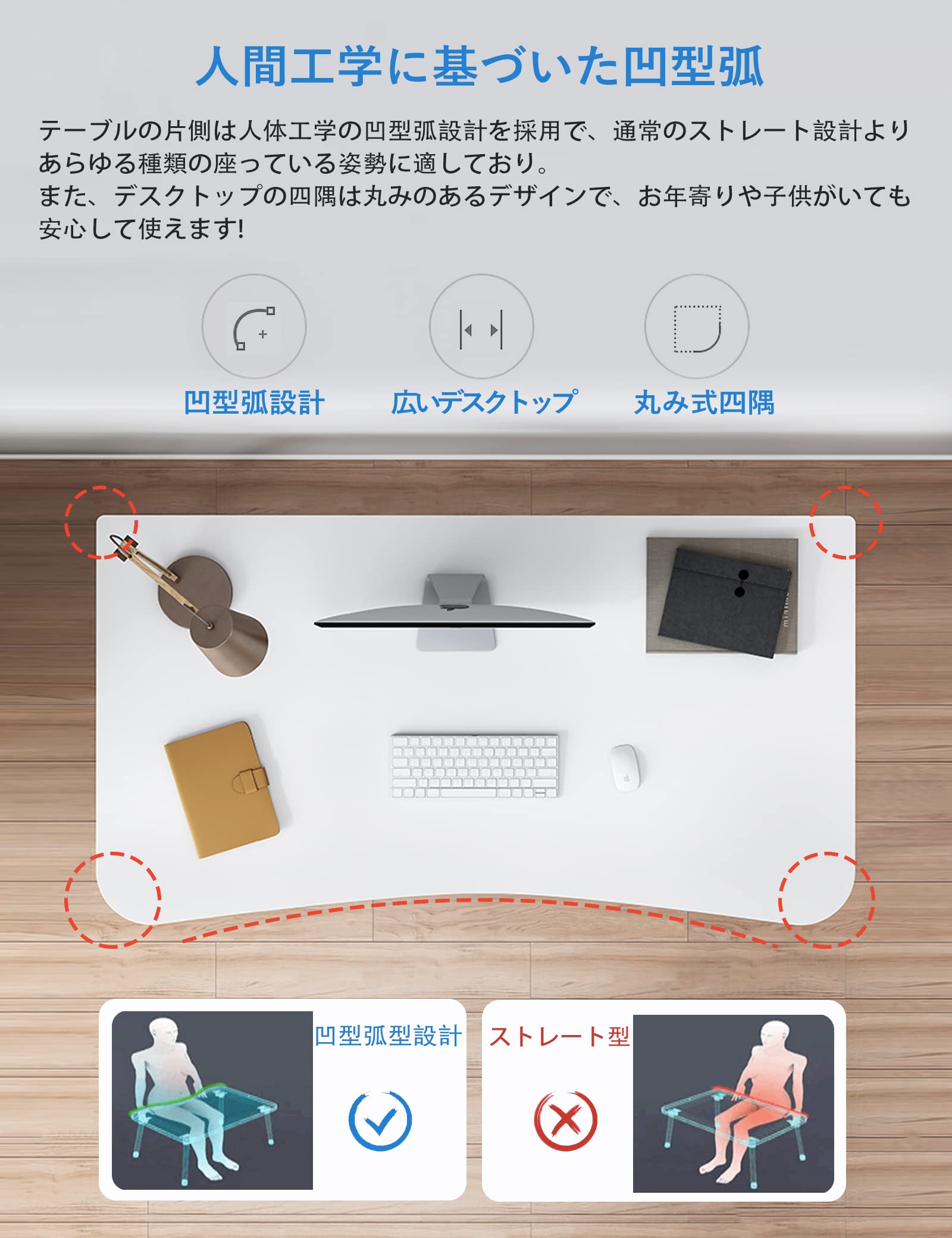 [Rshtong] デスク パソコンデスク 勉強机 北欧 木製 机 幅80cm×奥行50cm PCデスク 在宅勤務 リモートワーク用 おしゃれテーブル シンプル 化粧台 作業机 仕事用 組立簡単 (幅80cm, 白い) renew06-10032051 RENEW サンプル画像2