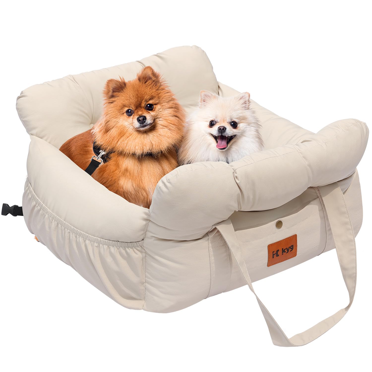 KYG ドライブベッド 犬用 ドライブボックス ペットキャリー 飛び出し防止リード付き ペットソファ 中小型犬 カー用品 助手席 後部座席 Lサイズ 10KG