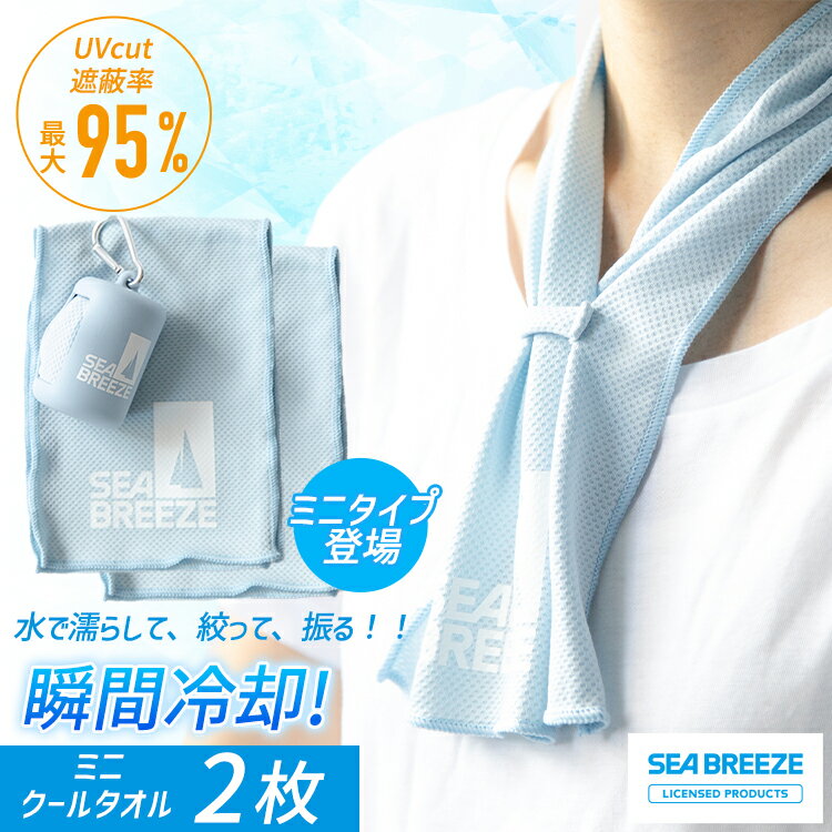 【最大2000円OFFクーポン！期間限定】SeaBreeze キッズ クールタオル 2枚セット シーブリーズ こども 熱中症対策 冷却 暑さ対策グッズ アウトドア キャンプ タオル 冷やして使える 冷感タオル スポーツタオル 冷却タオル 冷感 春 夏 秋 スポーツ