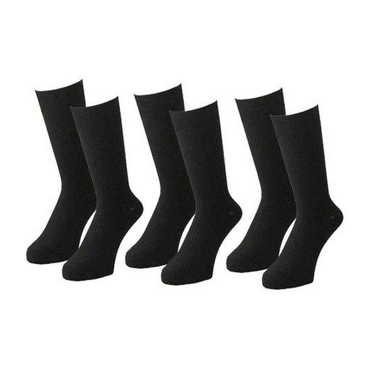 【最大2000円OFFクーポン！期間限定】Dr.Scholl メンズ ビジネスソックス 消臭靴下 リブ編み クルー丈 ソックス 3足組 26cm丈 靴下 メンズ 黒 ブラック ドクターショール 25.0-28.0cm 膝下 無地 破れにくい フットケア 抗菌 消臭 制菌 社会人 就活 学生 ビジネス ソックス