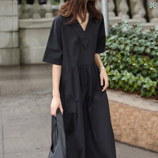 レディース ワンピース 大きいサイズ レディース Vネック ワンピース 2025 夏の ゆったり スリム ミディアム ロング 韓国 スカート レディース ワンピース 大きいサイズ レディース Vネック ワンピース 2025 夏の ゆったり スリム ミディアム ロング 韓国 スカート