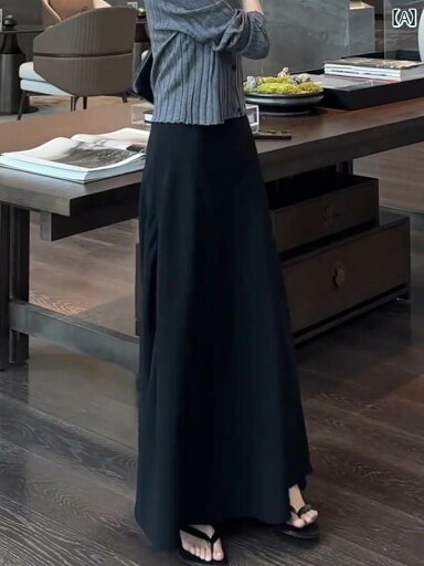オシャレ ワンピース 女性用 黒 スカート 春夏 2025 スリム 立体 仕立て シンプルで 万能な スリット ミドル 丈 オシャレ ワンピース 女性用 黒 スカート 春夏 2025 スリム 立体 仕立て シンプルで 万能な スリット ミドル 丈