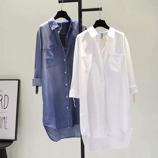 大人 オシャレ 服 ビッグ カウンター 大きいサイズ中長 デニム 綿 シャツ ドレス 女性 秋冬 カバー ヒップ 白 大人 オシャレ 服 ビッグ カウンター 大きいサイズ中長 デニム 綿 シャツ ドレス 女性 秋冬 カバー ヒップ 白