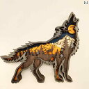 インテリア オブジェ 北米の 森の 動物の 家の デスク トップの 装飾品 オオカミの 木彫り 創造的な 装飾的な 木製の 装飾品の ギフト
