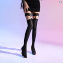ガーターベルト 普段使い シンプル 黒 ストッキング 女性 馬 油 太もも ソックス 赤 縁 レース 光沢 セクシー オーバー 膝 極 薄 デザイア レッグリン...