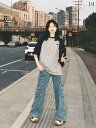 レディース トップス かわいい 300 ジン 特大 サイズ アメリカン スタイル ショルダー コントラスト 半袖 Tシャツ 女性 200 太い mm 夏 ゆった...