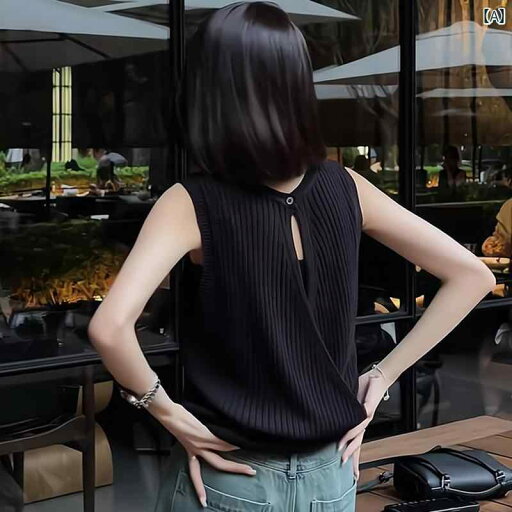 レディース トップス かわいい フランスの 薄手の 女性用 バックレス セーター 2025夏 ノースリーブ Tシャツ ベスト トップ レディース トップス かわいい フランスの 薄手の 女性用 バックレス セーター 2025夏 ノースリーブ Tシャツ ベスト トップ