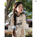 レディース トップス 夏の 女性用 アメリカン 半袖 Tシャツ ナショナル レトロ オーバー サイズ カレッジ スタイル ストライプ ラグラン トップス
