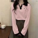 レディース トップス アメリカン レトロ ピンクの ラグランスリーブ 長袖 Tシャツ レディース 春秋 レイヤリング シャツ ショート スリム トップ