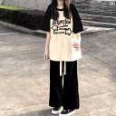 レディース トップス アメリカン ラグラン 半袖 Tシャツ 女の子と 年長児用 2025夏 中学生と 高校生用の ゆったり トップス