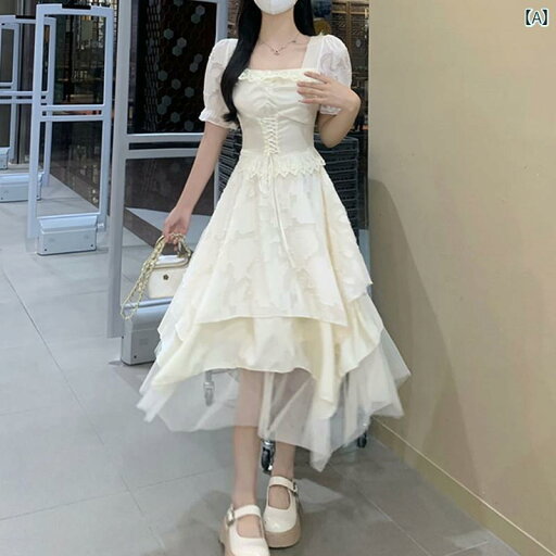 レディース ワンピース フレンチ ウエスト パフィー スカート プリンセス 夏 大きめ サイズ 脂肪 mm お腹を カバー 薄手 不規則な 半袖 ドレス レディース ワンピース フレンチ ウエスト パフィー スカート プリンセス 夏 大きめ サイズ 脂肪 mm お腹を カバー 薄手 不規則な 半袖 ドレス