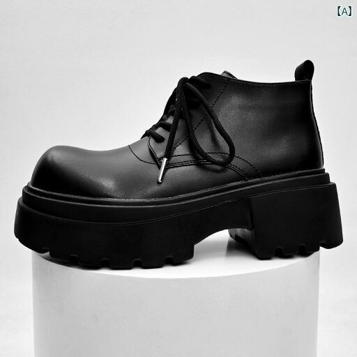 ビッグ ヘッド ダービー ブーツ メンズ ブリ ティッシュ スタイル ラウンド ミッドカット レトロ ハイト 7 cm ショート プラットフォーム 厚底 モーター サイクル ビッグ ヘッド ダービー ブーツ メンズ ブリ ティッシュ スタイル ラウンド ミッドカット レトロ ハイト 7 cm ショート プラットフォーム 厚底 モーター サイクル