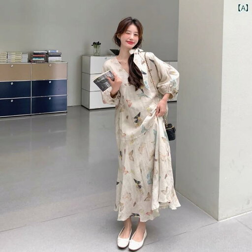 レディース ワンピース かわいい ファッション 綿 リネンの プリント ドレス レディース 2024 春秋 な 優しい フェアリーの スカート レディース ワンピース かわいい ファッション 綿 リネンの プリント ドレス レディース 2024 春秋 な 優しい フェアリーの スカート