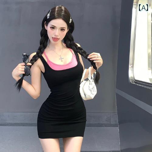 レディース かわいい な 甘くて スパイシーな 魅惑的 タイト ウエスト サスペンダー ドレス 女性用 夏の ボトム 体型を 見せる aライン ヒップ スカート