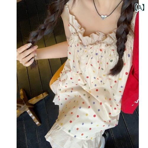 レディース トップス オシャレ 韓国 私は な レトロ 女の子 ドットの サスペンダー ドレス レディース 夏の 外に 告白 バルーンを 持っています レディース トップス オシャレ 韓国 私は な レトロ 女の子 ドットの サスペンダー ドレス レディース 夏の 外に 告白 バルーンを 持っています