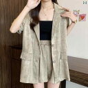 かわいい 春夏 絞り 染め スーツ ジャケット ショート パンツ レディース 夏 大きいサイズ 太った 女の子な スリム ツーピース