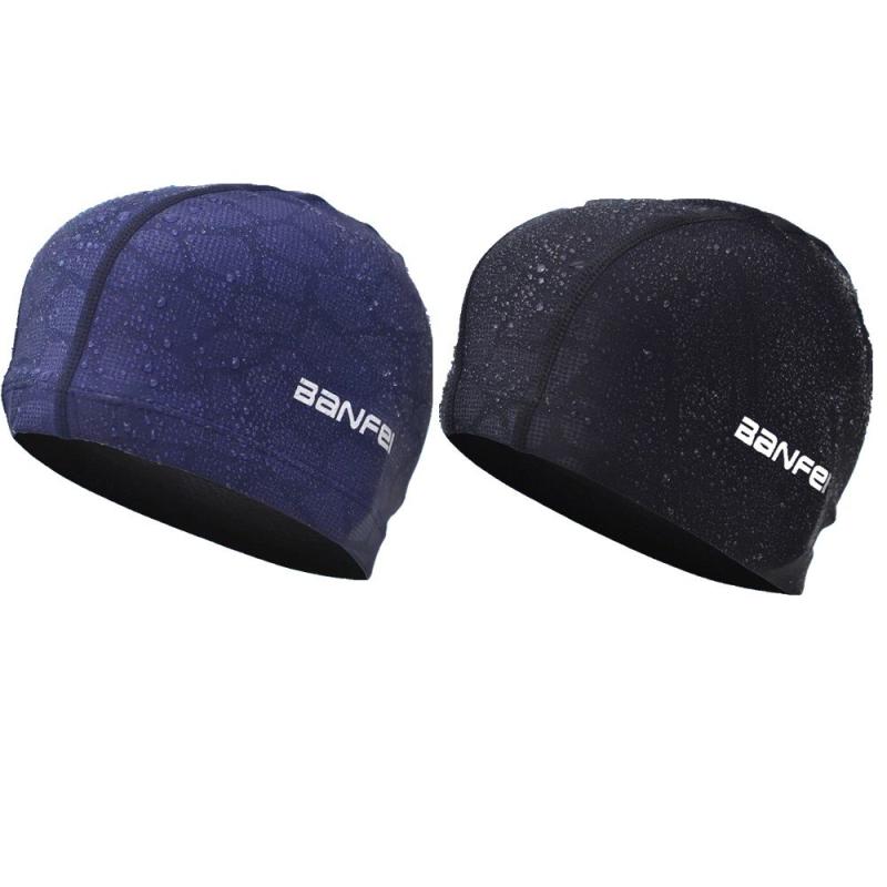 スイムキャップ 水泳キャップメンズ レデー 競泳 水泳帽 大人用 スイムキャップ スイミングキャップ プール帽子 防水 男女共用 (黒+青)