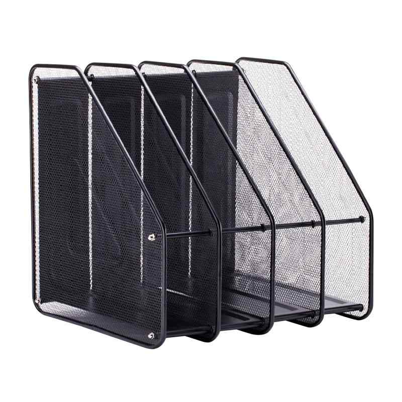 ファイルスタンド 卓上 A4 本立て ブックスタンド 4コンパートメント マガジンラック 卓上 収納スタンド 書類 金属 頑丈 ドキュメントスタンド 縦型 手紙 ラック 手帳用品 文具 事務用品 小