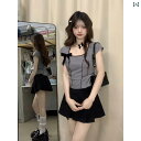 レディース コート 春 オシャレ 夏の レディース 服 プチ ドーパミン 衣装 シックで ホット ガール 半袖 トップ スカート ツーピース スーツ 完全な セ...