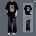 レディース コート 春 オシャレ 高級 アメリカン ストリート スーツ 2025夏 ボーイズ イン トップス 一式 半袖 Tシャツ ジーンズ