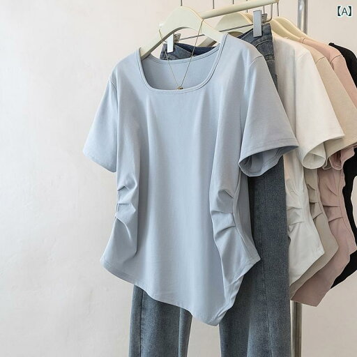 帽子 オシャレ レディース メンズ ミルク ブルー 無地 スクエアネック ストレート ショルダー 半袖 Tシャツ レディース 夏 大きいサイズ デブ mm 薄型 お腹 カバー 不規則 トップス 帽子 オシャレ レディース メンズ ミルク ブルー 無地 スクエアネック ストレート ショルダー 半袖 Tシャツ レディース 夏 大きいサイズ デブ mm 薄型 お腹 カバー 不規則 トップス