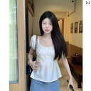 帽子 オシャレ レディース メンズ 大きいサイズ 太め mm 韓国 レース スクエアネック 半袖 シャツ レディース 夏 フレンチ パフスリーブ 小さい 万能 ...