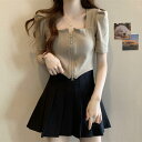帽子 オシャレ レディース メンズ 大きいサイズ 婦人服 フレンチスクエア ネックで お腹を カバー シャツ レディース 夏 ガール スリム イレギュラー ショ...