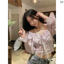 帽子 オシャレ レディース メンズ フレンチ スイート パフスリーブ 花柄 シャツ レディース 2025年 早春 ハイエンド ウエスト スリミング シック
