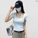 レディース トップス かわいい 春夏 夏の 白い 精巧の な ユニークな 半袖 スクエアネック Tシャツ レディース ホット ガール フレンチ トップ