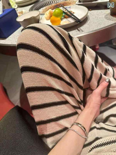 レディース パンツ オシャレ 私服のお すすめ: ゆったり コントラストの ストライプの スリム リネンニット パンツ ドレープ 感の ある 床丈 レディース ワイド レッグ レディース パンツ オシャレ 私服のお すすめ: ゆったり コントラストの ストライプの スリム リネンニット パンツ ドレープ 感の ある 床丈 レディース ワイド レッグ