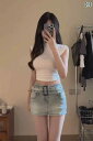 レディース スカート かわいい アメリカン レトロ ダメージ 加工 ウォッシュデニム スカート。 レディース 夏向け スリムフィット 露出 防止 ハイウエスト ...