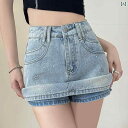 レディース スカート ショートパンツ 夏に 女性用 ヘビーデューティー ホット ラインストーン ブルー デニムスカート レトロ ハイウエスト aライン ショート...